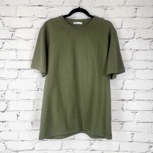 Zara T-Shirt Mens L Olive Green Basic Casual Relaxed Minimalist